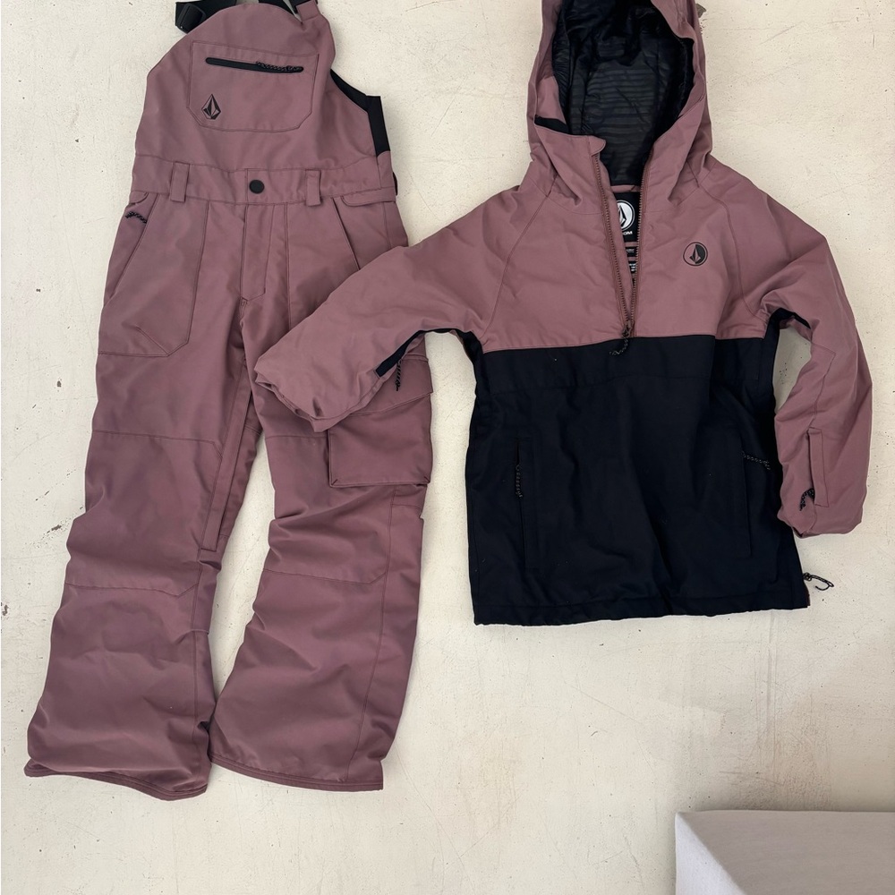 Volcom Kids Overalls in Mauve and Black